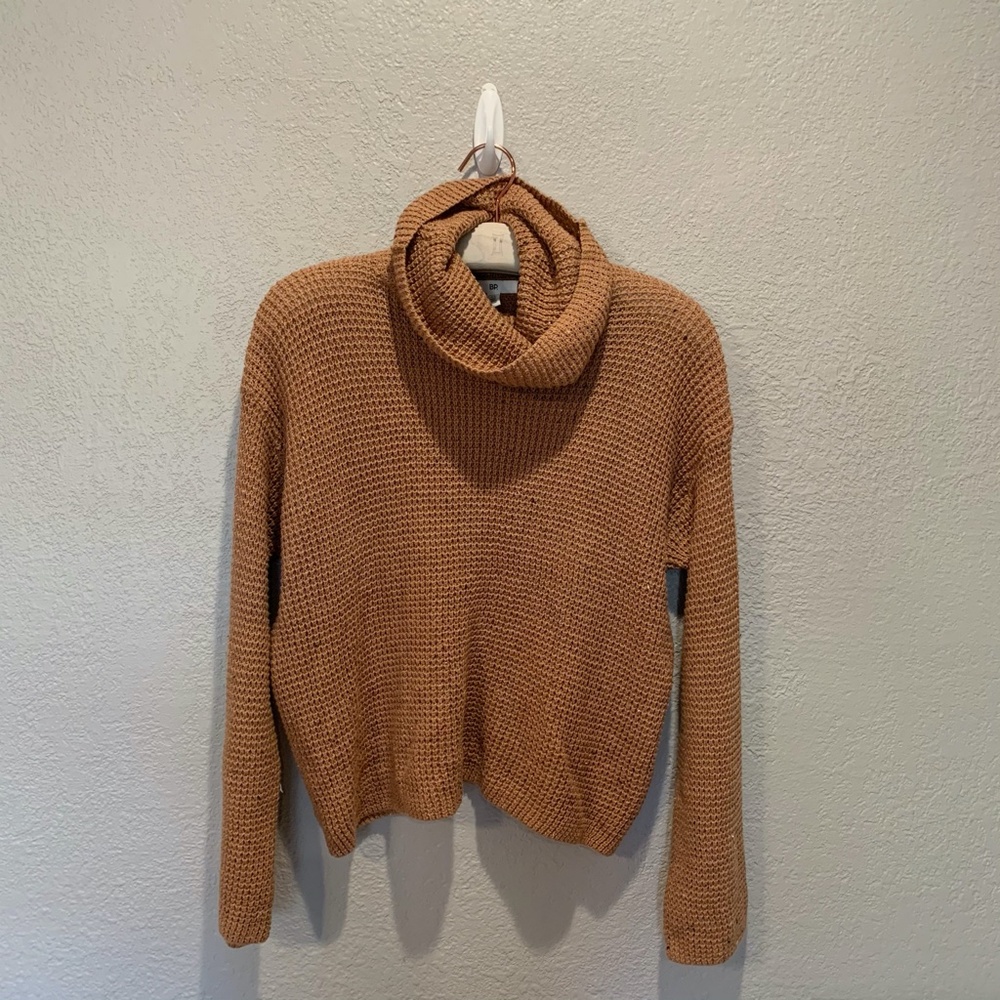 BP camel waffle knit turtleneck sweater